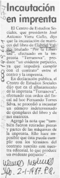 Incautación en imprenta  [artículo].