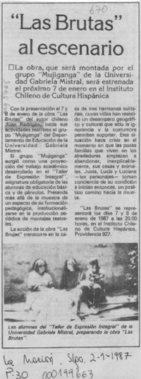 "Las Brutas" al escenario  [artículo].