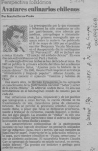 Avatares culinarios chilenos  [artículo] Juan Guillermo Prado.
