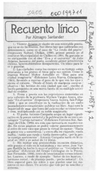 Recuento lírico  [artículo] Almagro Santander.