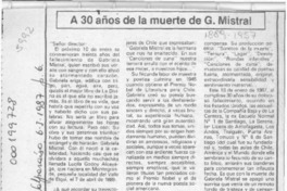 A 30 años de la muerte de G. Mistral  [artículo] Juan Meza Sepúlveda.