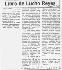 Libro de Lucho Reyes  [artículo] Ricardo Barrientos Navarro.