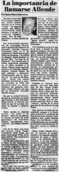 La importancia de llamarse Allende