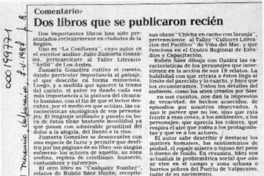 Dos libros que se publicaron recién  [artículo] Juan Meza Sepúlveda.