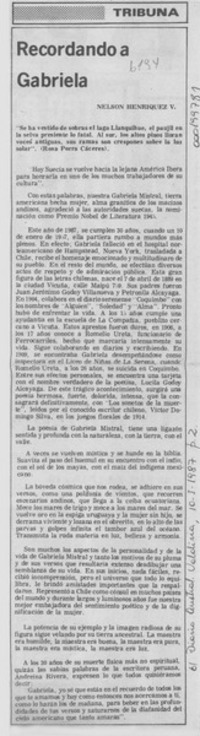 Recordando a Gabriela