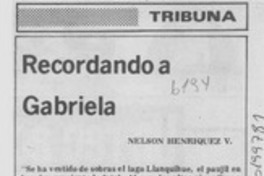 Recordando a Gabriela