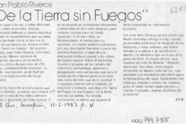 "De la tierra sin fuegos"  [artículo] A. P. B.