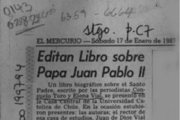 Editan libro sobre Papa Juan Pablo II  [artículo].