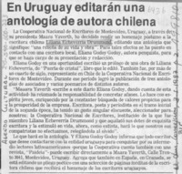 En Uruguay editarán una antología de autora chilena  [artículo].