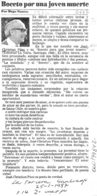 Boceto para una joven muerte  [artículo] Hugo Montes.