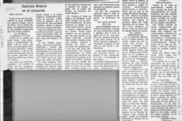 Gabriela Mistral en el recuerdo  [artículo] Alejandro Meza Albarracín.