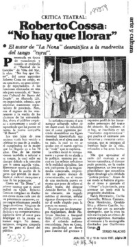 Roberto Cossa, "No hay que llorar"  [artículo] Sergio Palacios.