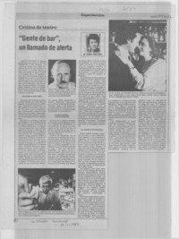 "Gente de bar", un llamado de alerta