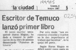 Escritor de Temuco lanzó primer libro  [artículo].