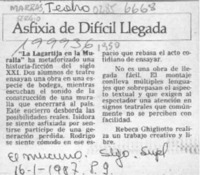 Asfixia de difícil llegada  [artículo].