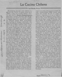 La cocina chilena  [artículo] Raúl Morales Alvarez.