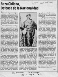Raza chilena, defensa de la nacionalidad  [artículo] J. G. P.
