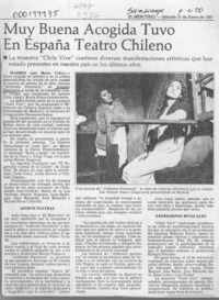 Muy buena acogida tuvo en España teatro chileno  [artículo] Mario Valle.