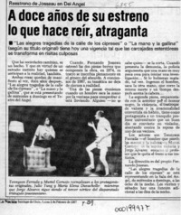 A doce años de su estreno lo que hace reír, atraganta  [artículo].