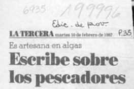 Escribe sobre los pescadores  [artículo] María Eugenia Vargas.