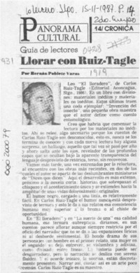 Llorar con Ruiz-Tagle  [artículo] Hernán Poblete Varas.