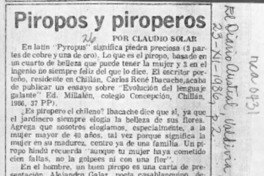 Piropos y piroperos  [artículo] Claudio Solar.