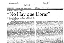 "No hay que llorar"  [artículo] Eduardo Guerrero.