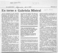 En torno a Gabriela Mistral  [artículo] Bachiller.