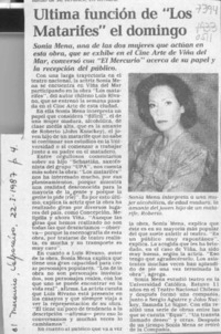 Ultima función de "Los matarifes" el domingo  [artículo].