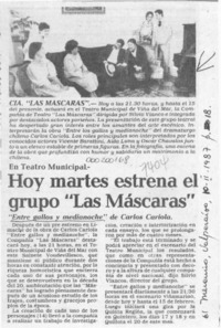 Hoy martes estrena el grupo "Las máscaras"  [artículo].