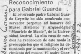 Reconocimiento para Gabriel Guarda