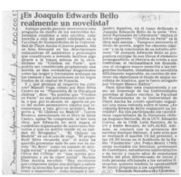¿Es Joaquín Edwards Bello realmente un novelista?