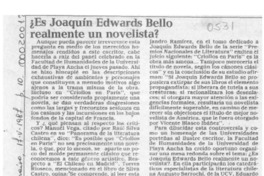 ¿Es Joaquín Edwards Bello realmente un novelista?
