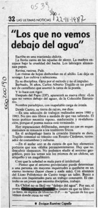 "Los que no vemos debajo del agua"  [artículo] Enrique Ramírez Capello.