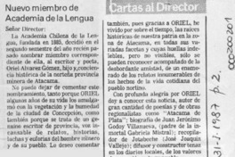 Nuevo miembro de Academia de la Lengua  [artículo] Hernán Cárdenas A.