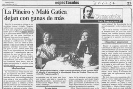 La Piñeiro y Malú Gatica dejan con ganas de más  [artículo] Italo Passalacqua C.