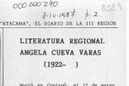 Literatura regional, Angela Cuevas Varas (1922- )  [artículo] Oscar Paineán Bustamante.
