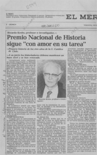 Premio Nacional de Historia sigue "con amor en su tarea"  [artículo].