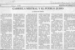 Gabriela Mistral y el pueblo judío  [artículo] Efraín Ben Yehuda.