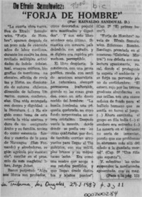 "Forja de hombre"  [artículo] Reinaldo Sandoval D.