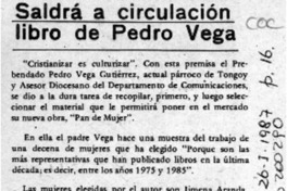 Saldrá a circulación libro de Pedro Vega  [artículo].