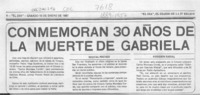 Conmemoran 30 años de la muerte de Gabriela  [artículo].