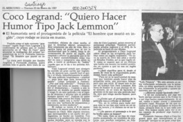Coco Legrand, "Quiero hacer humor tipo Jack Lemmon"  [artículo].