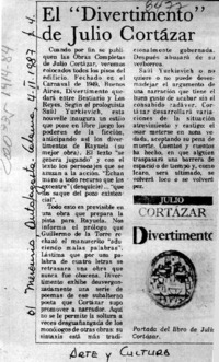 El "Divertimento" de Julio Cortázar  [artículo].