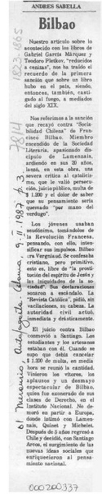 Bilbao  [artículo] Andrés Sabella.