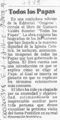 Todos los Papas  [artículo].