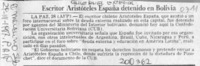 Escritor Aristóteles España detenido en Bolivia  [artículo].