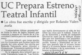 UC prepara estreno teatral infantil  [artículo].