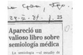 Apareció un valioso libro sobre Semiología Médica  [artículo].
