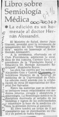 Libro sobre Semiología Médica  [artículo].
